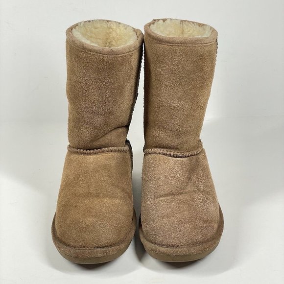 Women’s Bearpaw Emma Short Boots Size 7 Suede Upper Sheepskin Wool Lined Pull On - Picture 3 of 14